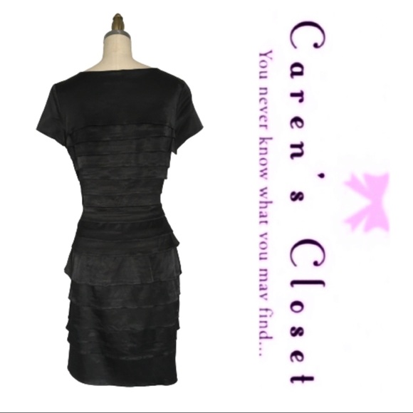 Cynthia Steffe Black Stretch Satin Ruffled Dress - Picture 4 of 4